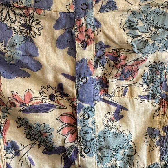 O’Neill Floral Button Down Strapless Mini Dress Cream Blue Purple Women’s Size M - Picture 3 of 9